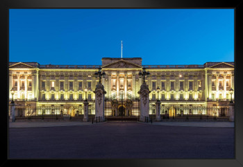 Buckingham Palace Illuminated at Night London UK Photo Art Print Black Wood Framed Poster 20x14