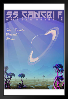55 Cancri F Purple Broccoli Moon Futuristic Fantasy Travel Black Wood Framed Art Poster 14x20