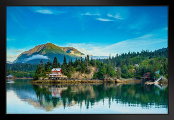 Reflection in a Reflection Kachemak Bay Alaska Photo Art Print Black Wood Framed Poster 20x14