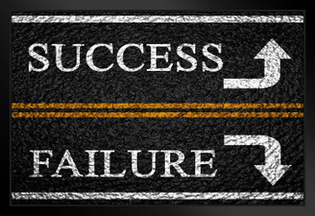 Success Failure Two Lane Road Motivational Art Print Black Wood Framed Poster 20x14