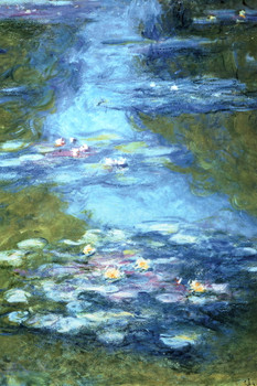 Claude Monet Water Lilies Poster Circa 1916 Flower Pond Painting Famous Artist French Impressionist Painter Artwork Art Items Floating Home Living Room Bedroom Cool Wall Decor Art Print Poster 12x18