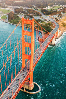 Golden Gate Bridge San Francisco Aerial View Photo Photograph Cool Wall Decor Art Print Poster 24x36