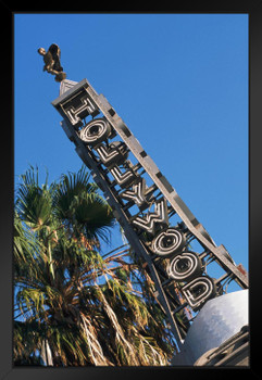 Hollywood Sign Corner Hollywood Boulevard and La Brea Photo Art Print Black Wood Framed Poster 14x20