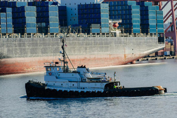 Tugboat in Port of Seattle near Freighter Photo Art Print Cool Huge Large Giant Poster Art 54x36