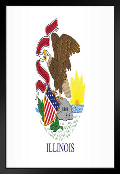 Illinois State Flag Black Wood Framed Poster 14x20