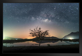 Milky Way Over Thailand Photo Art Print Black Wood Framed Poster 20x14