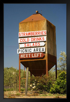 Signs Advertising on Rusty Silo Rural California Photo Art Print Black Wood Framed Poster 14x20