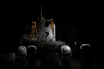Space Shuttle Discovery Launch Pad Nighttime Orbiter Vehicle Spacecraft Photograph Cool Wall Art Print Poster 12x18