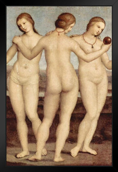 Raphael The Three Graces Women Realism Romantic Artwork Raffaello Prints Biblical Drawings Portrait Painting Wall Art Renaissance Posters Canvas Art Black Wood Framed Art Poster 14x20