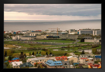 University of Iceland Reykjavik Aerial View Photo Art Print Black Wood Framed Poster 20x14
