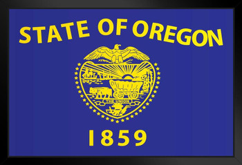 Oregon State Flag Black Wood Framed Art Poster 14x20