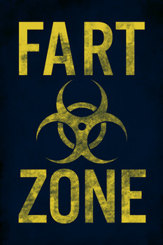 Warning Sign Biohazard Fart Zone Gas Range Attack College Humor Mancave Blue Cool Wall Decor Art Print Poster 12x18