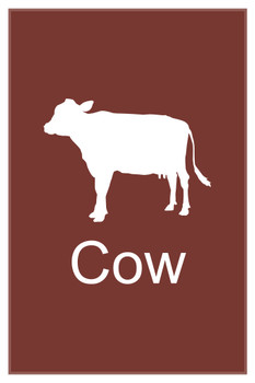Farm Animal Cow Silhouettes Classroom Learning Aids Barnyard Farming Farm Brown Cool Wall Art Print Poster 12x18