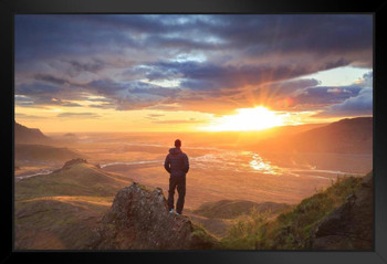 Iceland sunset Photo Black Wood Framed Poster 14x20