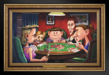 Dogs Playing Poker Ugly Girls Game College Humor Black Wood Framed Poster 20x14