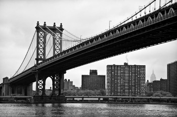 Manhattan Bridge in New York City NYC Black and White B&W Photo Art Print Cool Huge Large Giant Poster Art 54x36