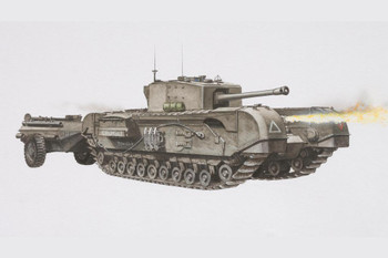 Churchill Tank with Flame Gun and Armoured Trailer Cool Wall Decor Art Print Poster 36x24