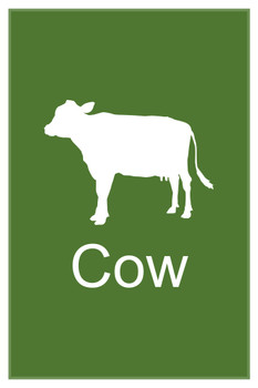 Farm Animal Cow Silhouettes Classroom Learning Aids Barnyard Farming Farm Green Cool Wall Art Print Poster 12x18