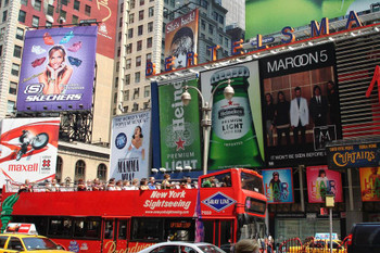 Colorful Signs and Tourist at Times Square New York City NYC Photo Photograph Cool Wall Decor Art Print Poster 36x24