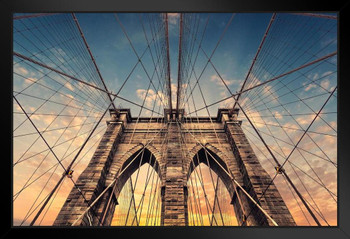 Brooklyn Bridge Photo Art Print Black Wood Framed Poster 14x20