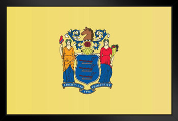 New Jersey State Flag Black Wood Framed Art Poster 14x20