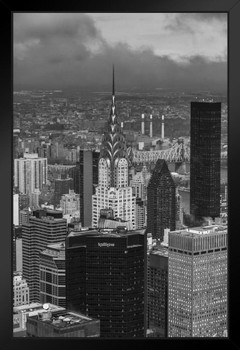 Aerial Shot Chrysler Building New York City Photo Art Print Black Wood Framed Poster 14x20