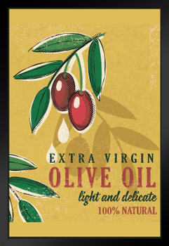 Extra Virgin Olive Oil Light and Delicate Vintage Style Advertisement Black Wood Framed Art Poster 14x20