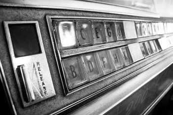 Vintage Jukebox Music Buttons Black White Photo Poster Selection Keys Retro Diner Bar Stereo Photograph Cool Huge Large Giant Poster Art 54x36