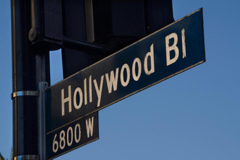 Hollywood Boulevard Street Sign Close Up Los Angeles California Photo Photograph Cool Wall Decor Art Print Poster 24x36