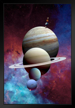 Earths Solar System Art Print Black Wood Framed Poster 14x20
