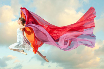 Ballet Dancer Floating Through Air With Scarves Photo Photograph Cool Wall Decor Art Print Poster 36x24