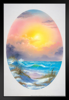 Bob Ross Pastel Seascape Art Print Painting Bob Ross Poster Bob Ross Collection Bob Art Paintings Happy Accidents Bob Ross Print Decor Painting Wall Art Black Wood Framed Art Poster 14x20