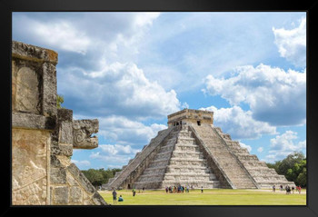 El Castillo Mayan Temple Chichen Itza Mexico Photo Art Print Black Wood Framed Poster 20x14