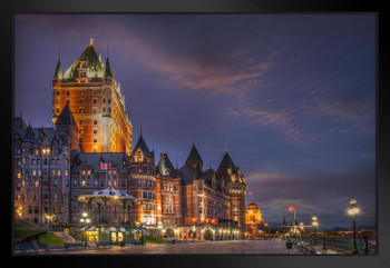 Chateau Frontenac National Historic Site Illuminated Quebec City Photo Black Wood Framed Art Poster 20x14