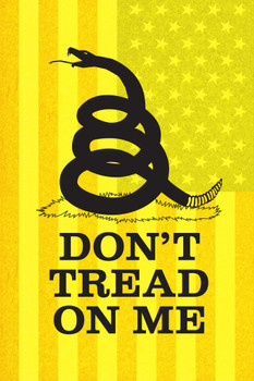 Gadsden Flag Dont Tread On Me Rattlesnake Coiled To Strike Old Glory Yellow Textured Cool Wall Decor Art Print Poster 12x18
