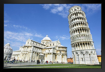 Pisa Cathedral with the Leaning Tower of Pisa Photo Art Print Black Wood Framed Poster 20x14