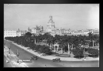 Havana Cuba Skyline 1925 Archival Retro Black and White Photo Art Print Black Wood Framed Poster 20x14