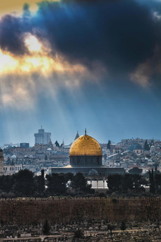 Old City of Jerusalem Skyline Dome of the Rock Photo Art Print Cool Huge Large Giant Poster Art 54x36