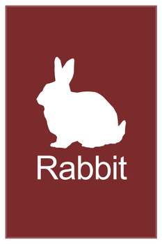 Farm Animals Rabbit Silhouette Classroom Learning Aid Red Cool Wall Art Print Poster 12x18