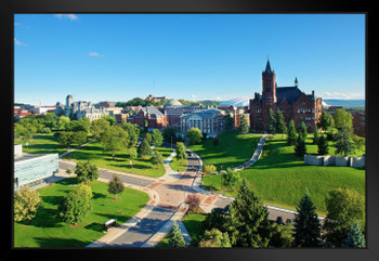 Syracuse University Campus with Crouse College Photo Art Print Black Wood Framed Poster 20x14