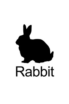 Farm Animals Rabbit Silhouette Classroom Learning Aid White Cool Wall Art Print Poster 12x18