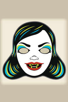 Vampire Mistress Vintage Mask Costume Cutout Spooky Scary Halloween Decoration Cool Wall Decor Art Print Poster 12x18