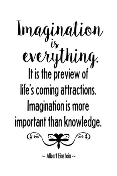 Albert Einstein Imagination Is Everything Lifes Coming Attractions Motivational White Cool Wall Art Print Poster 12x18