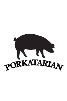 Porkatarian Barbecue BBQ Smoking Pig Hog Foody Cooking Black And White Cool Wall Art Print Poster 12x18