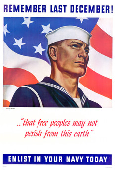 WPA War Propaganda Remember Last December That Free Peoples May Not Perish Cool Wall Decor Art Print Poster 12x18