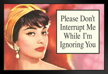 Please Dont Interrupt Me While Im Ignoring You Humor Black Wood Framed Poster 20x14