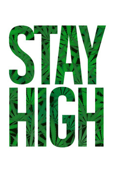 Stay High Marijuana Cannabis Bud Pot Joint Weed Ganja Blunt Humor White With Leaves Cool Wall Decor Art Print Poster 24x36