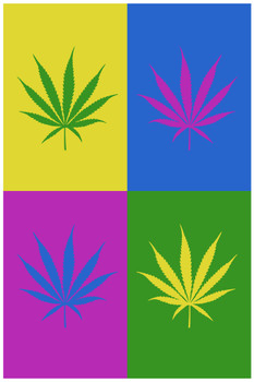 Marijuana Weed Pot Cannabis Joint Blunt Bong Leaves Pop Art Bright Room Dope Gifts Guys Propaganda Smoking Stoner Reefer Stoned Sign Buds Pothead Dorm Walls Cool Wall Art Print Poster 12x18