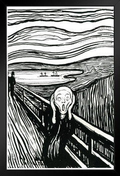 Edvard Munch The Scream Of Nature Expressionist Artist Illustration Lithograph Print Black Wood Framed Poster 14x20