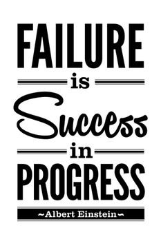 Albert Einstein Failure Is Success In Progress Motivational Inspirational White Cool Wall Art Print Poster 12x18